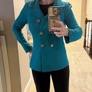 St. John Vibrant Teal Knit Jacket